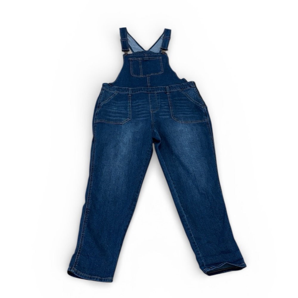 No Boundaries Medium Wash Denim Women's Straight Leg Overalls XL (15-17)